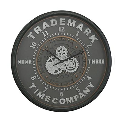 Yosemite Home Trademark 32" D Black Clock with Open Moving Gears