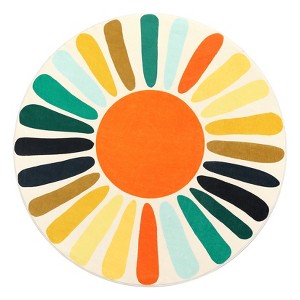 Luxurious Pearl Velvet Rug with Scorching Sun Print, Foldable, Non-Slip, Kid & Pet Friendly, Easy Care for High-Traffic Areas - 1 of 4