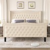 NicBex Full/King Upholstered Bed Frame with Velvet Tufted Headboard and Footboard,Wingback Headboard with Double Nail Design,Under Bed Storage - 2 of 4