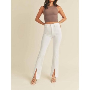 Women's High Rise Front Slit Flare Jeans - JUST BLACK DENIM - 1 of 4