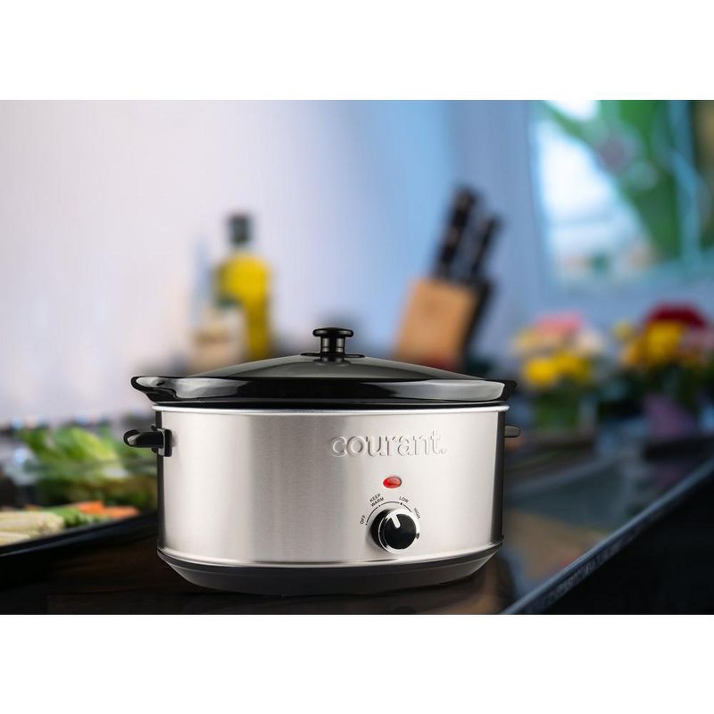 Courant 7.0 Quart Oval Slow Cooker, Stainless Steel, 4 of 8