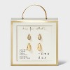 14K Gold Plated Cubic Zirconia Pave Puffy Teardrop Earring Set 2pc - A New Day™ Gold - 3 of 3
