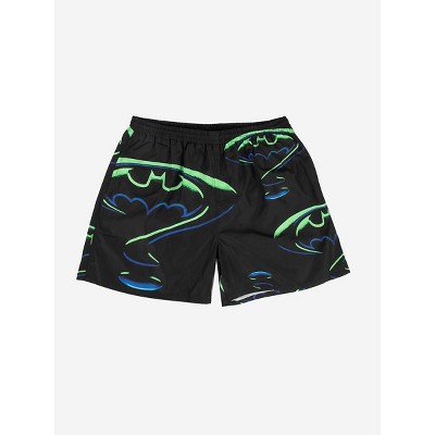 Batman Forever Batman & Riddler Repeat Blended Logo Adult Black Shorts