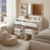 FONTOI 29.2"W/37"W/41"W Makeup Vanity Table Desk with Mirror Left Bedside Cabinet Stool Dresser Set for Woman Bedroom Dressing Room, Black/White - 2 of 4