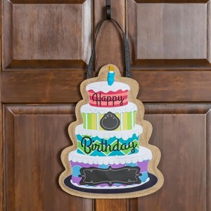 Evergreen Happy Birthday Burlap Door Decor, 13.5x17.5"H - 1 of 4