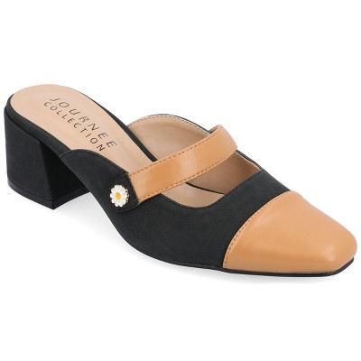 Journee Collection Womens Dalla Slip On Cap Toe Mule Pumps