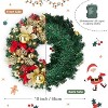 Coucheta 18 Inch Pre-Lit Christmas Wreath - Battery Operated Hanging Ornament with Lights, Balls, Berries, Bow Knots, Red+Gold - 3 of 4