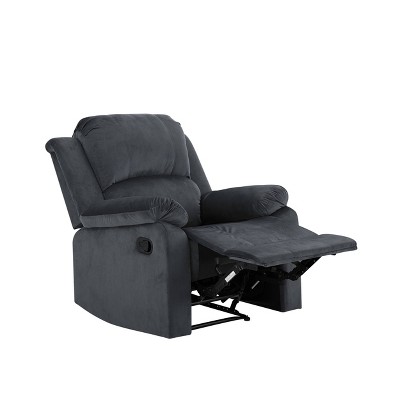 Dorian Slate Grey Microfiber Recliner with Wood Frame