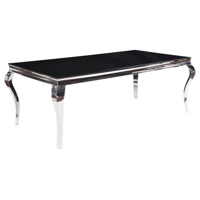 Acme Furniture Fabiola Dining Table Black Glass Top/Stainless Steel
