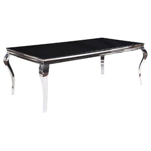 Acme Furniture Fabiola Dining Table Black Glass Top/Stainless Steel - 1 of 4