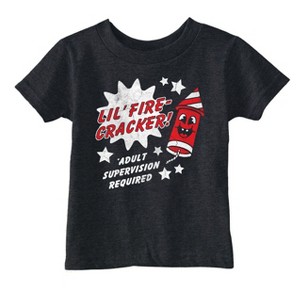 Toddler Funny T Shirts Lil Fire Cracker Sarcastic Fourth Of July Graphic Novelty Tee for Young Kids - Crazy Dog Toddler T Shirt For Fourth Of July - 1 of 4