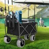 NAYSAYE Wagon Heavy Duty Fishing Cart with Rod Holders and Large All Terrain Wheels for Beach, Black, 44.88"*25.98"*44.49" - 2 of 4