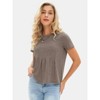 EXLURA Womens Summer Cute Crop Tops Short Sleeve Pleated T-shirts Crewneck Blouse - 3 of 4
