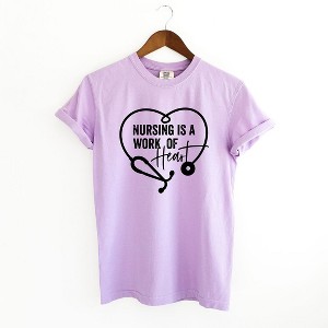 Simply Sage Market Women's Nursing Is A Work of Heart Short Sleeve Garment Dyed Tee - 1 of 2