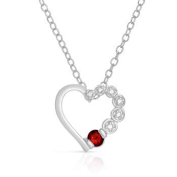 Guili Sterling Silver Genuine Ruby Heart DNA Necklace