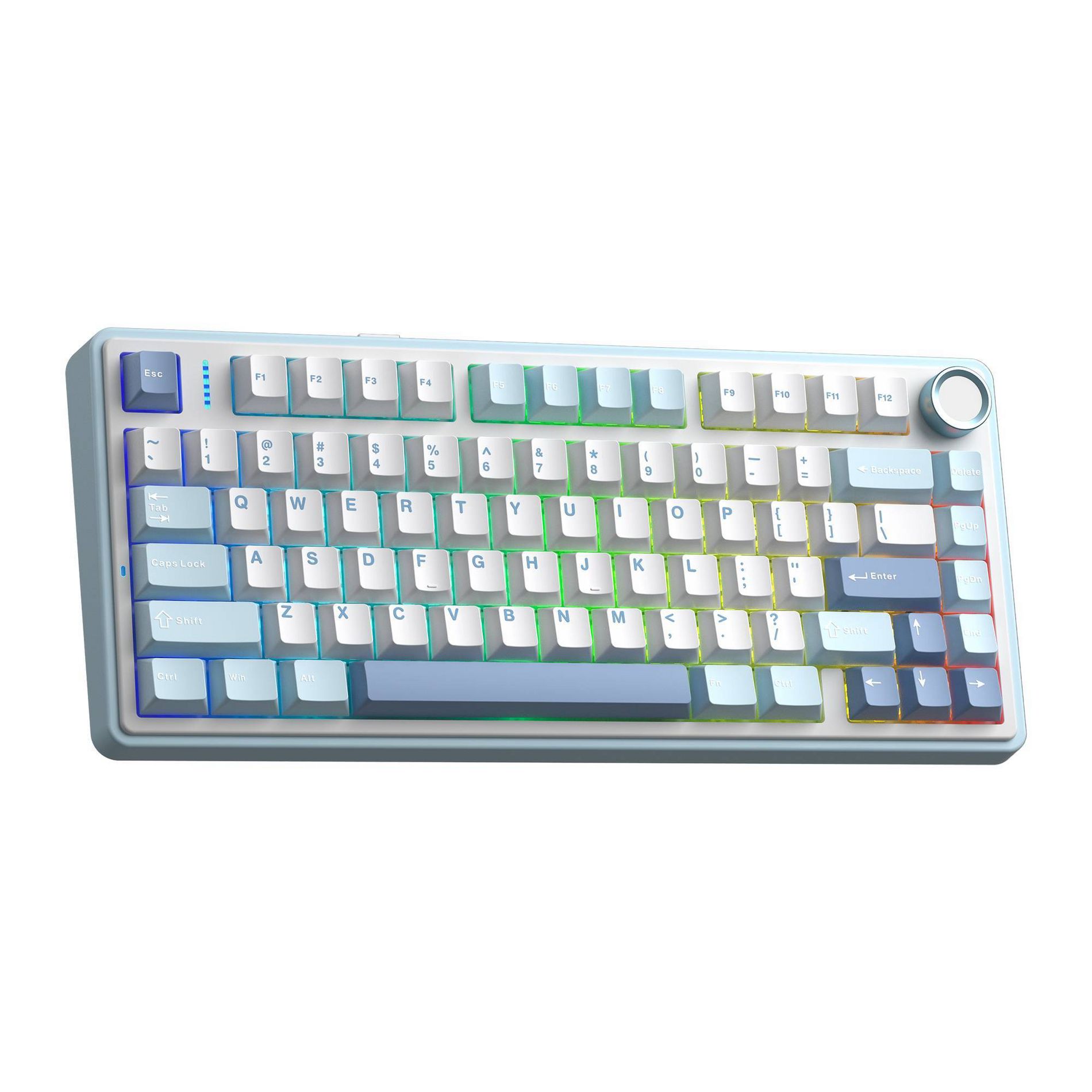 AULA F75 75% Wireless Mechanical Gaming Keyboard-4000m Bat Creamy HotSwap RGB Tri-Connect Salt - Blue