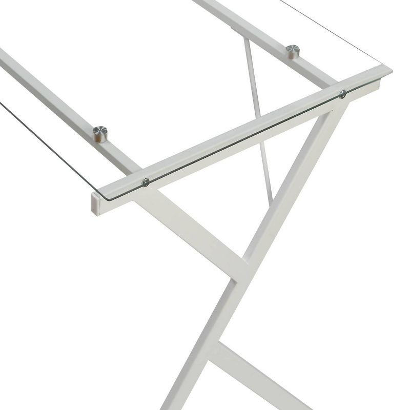62&#34; Dazenus Desks Clear Glass Top &#38; White Finish - Acme Furniture, 4 of 9