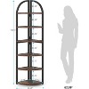 LITTLE TREE 70.87" Tall 6 Tier Corner Bookcase for Home Office Brown - 3 of 4