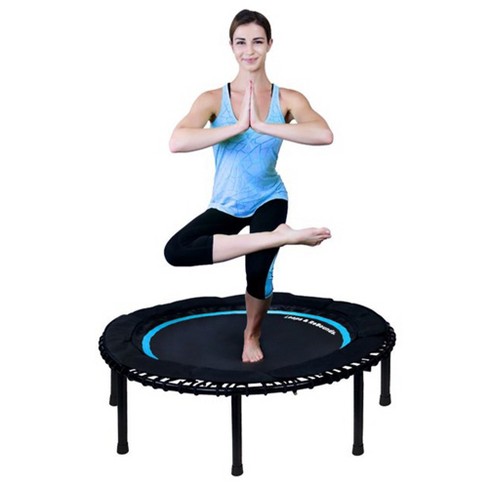 LEAPS & REBOUNDS 40 Round Mini Fitness Trampoline & Rebounder Indoor Home  Gym Exercise Equipment Low Impact Workout for Adults, Blue