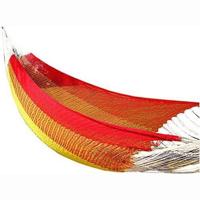 Amber Sports Mayan Double Hammock, 118"x86", South American Style Cotton Bed with Nylon Harness, Includes Carrying Pouch