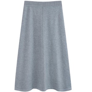INSPIRE CHIC Women's A-Line Elastic High Waist Stretchy Ribbed Knit Midi Sweater Skirt - 1 of 4