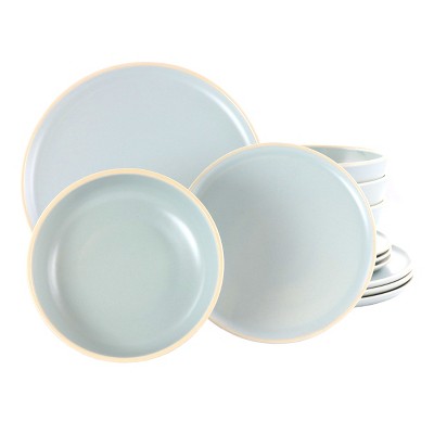 Gibson Home Siam 12 Piece Round Stoneware Dinnerware Set In White : Target