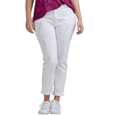 ellos Women's Plus Size Seamed Capris, 18 - White