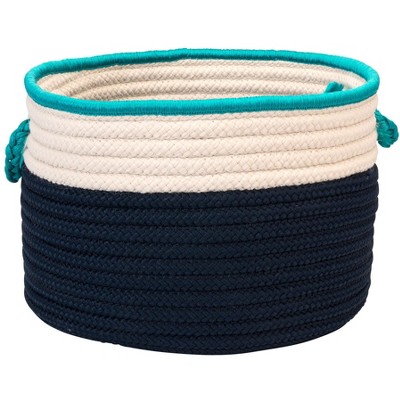 Colonial Mills In The Band Storage Bins, 14 by 10-Inch, Navy/Turquoise