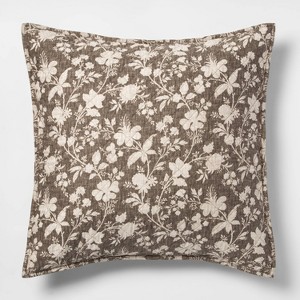 Euro Family Friendly Floral Pillow Sham Natural - Threshold , Beige