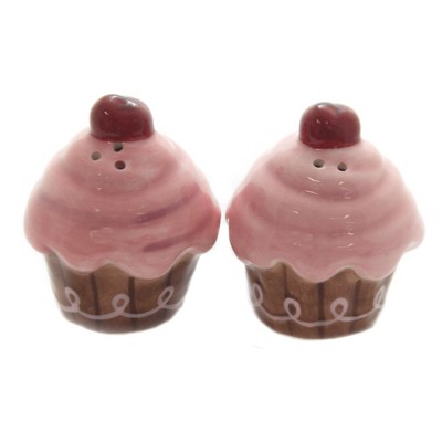 Tabletop 2.5" Cupcake Salt/Pepper Icing Cherry Party Cosmos Gifts Corp.  -  Salt And Pepper Shaker Sets