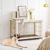 Dog Crate Indoor Furniture, 38.6 inches, Double Door Wooden Cage with Pull-Out Tray, Suitable for Large/Medium/Small Dogs, White - 2 of 4