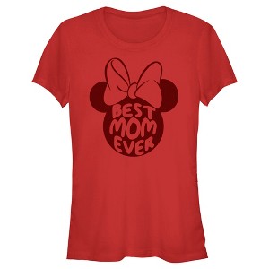 Juniors Womens Minnie Mouse Best Mom Ever Silhouette T-Shirt - 1 of 4