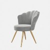 Gray velvet decorative chair with gold metal legs, powder room vanity chair, living room upholstered guest chair - 4 of 4