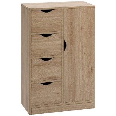 GlasFlength 32.8" Bathroom Storage Cabinets Small Corner Floor Cabinet with Door and Shelves Bathroom Organizer for Small Spaces, Beige