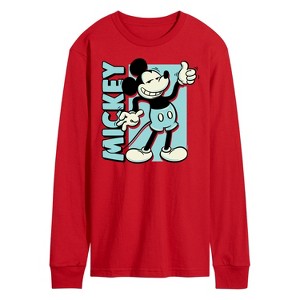 Men's - Disney - Mickey Light Blue Vintage Long Sleeve Graphic T-Shirt - 1 of 3