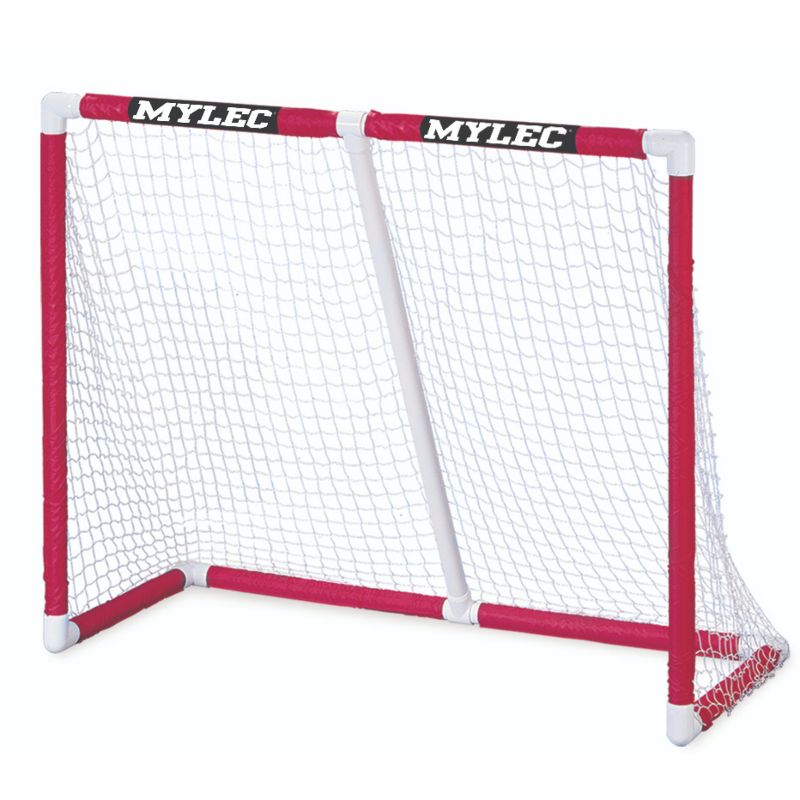 Mylec PVC Junior Hockey Folding Goal for Indoor + Outdoor (54 x 44 Inches), Lightweight & Portable, Sleeve Netting System (Red, 15 Pounds), 1 of 3