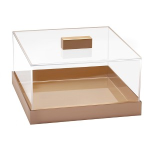 Acrylic Cake Stand with Dome | Elegant Serving Trays with Clear Lid | Perfect Cake Cover Loaf Cake & Dessert Log for Wedding & Kitchen - Elavain - 1 of 4