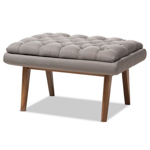 Birdrock Home Tufted Rectangle Ottoman - Velvet Foot Stool - Grey : Target