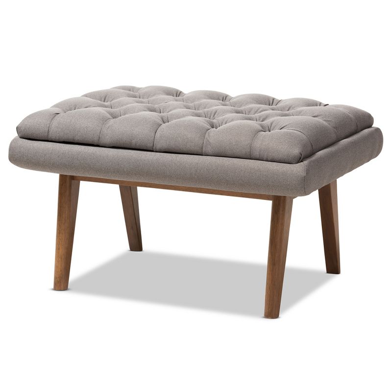 Baxton Studio Annetha Mid Century Modern Finished Wood Upholstered Ottoman, 1 of 9