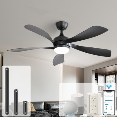 Sofucor 52 Inch Smart Ceiling Fan with Lights and Remote Low Profile Ceiling Fan 5 Blade Noiseless Reversible DC Motor Fan Work with Alexa/Google/App