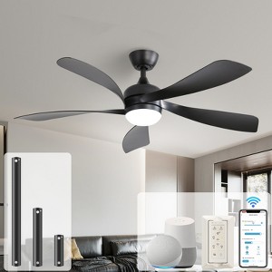 Sofucor 52 Inch Smart Ceiling Fan with Lights and Remote Low Profile Ceiling Fan 5 Blade Noiseless Reversible DC Motor Fan Work with Alexa/Google/App - 1 of 4