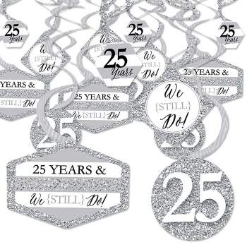 Big Dot of Happiness We Still Do - 25th Wedding Anniversary - Anniversary Party Hanging Decor - Party Decoration Swirls - Set of 40
