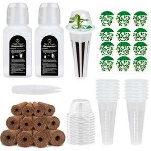 51pc Seed Pod Kit for Hydroponics - Grow System with 12 Sponges, 12 Baskets, 12 Covers, 12 Labels, 1 A&B Food, 1 Tweezers - Compatible with All Brands - 1 of 4