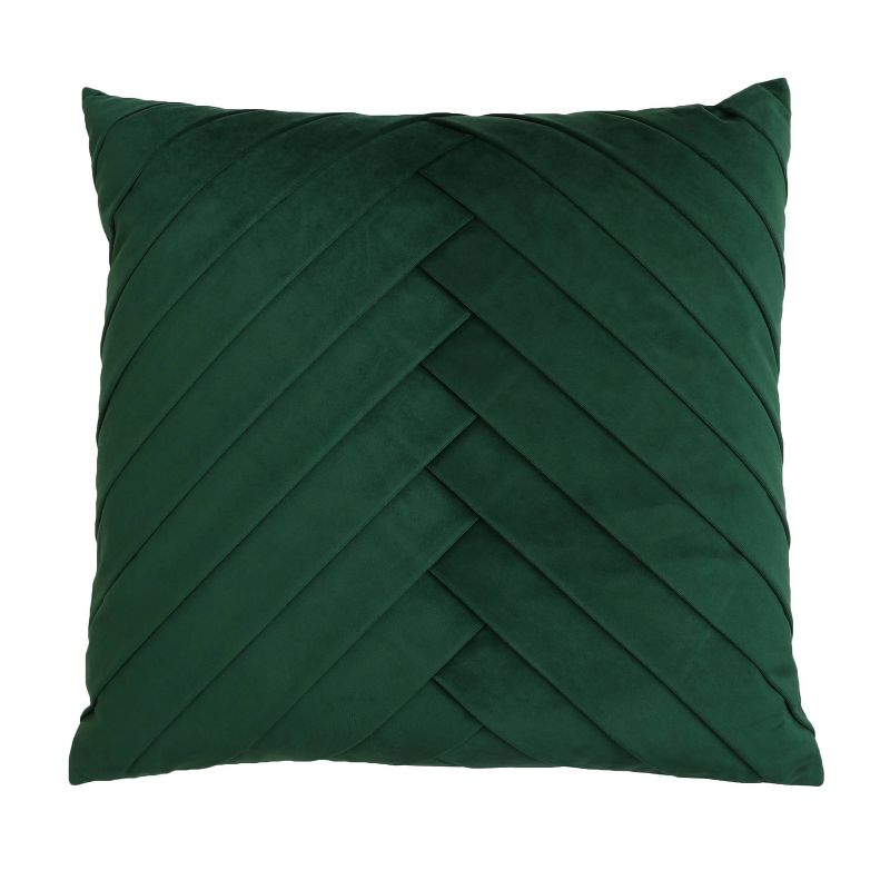 20&#34;x20&#34; Oversize James Pleated Velvet Square Throw Pillow Dark Green - Decor Therapy, 1 of 9
