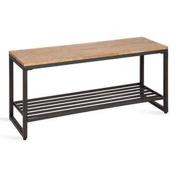 Kate and Laurel Samuels Rectangle Wood Bench, 42x14x20, Rustic Brown