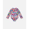 Deux par Deux Girl Printed Long Sleeve Rashguard Butterflies on Multicolored Background - 3 of 4