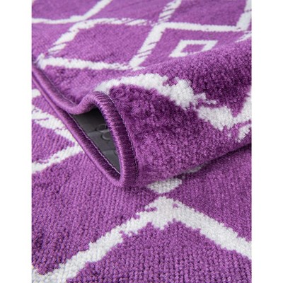 Violet and Ivory Geometric Trellis Indoor Rug