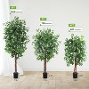 Acekool Artificial Ficus Tree 4/5/6 FT Tall with Natural Wood Trunks, Adjustable Branches, and Stable Pot for Indoor & Outdoor Decor - 3 of 4