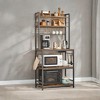 Hutch Bakers Rack with Power Outlet, 14 Hooks Microwave Stand, Adjustable Coffee Bar , Kitchen Storage Shelf, 15.7 x 31.5 x 66.9 Inches - 2 of 4
