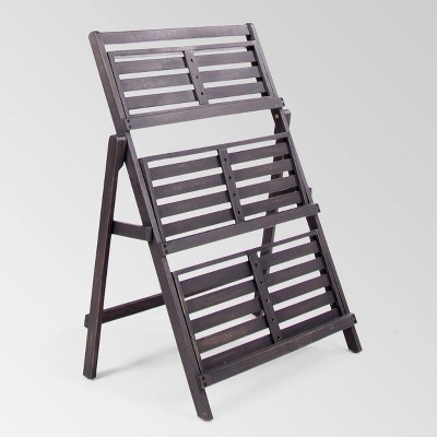 Set of 2 Dark Gray Acacia Wood Foldable Plant Stands